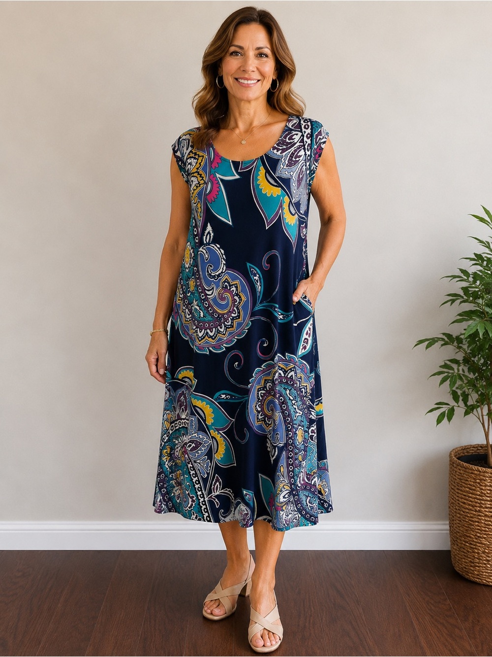 *NWT* Chico's Paisley Sleeveless Dress - Size 3